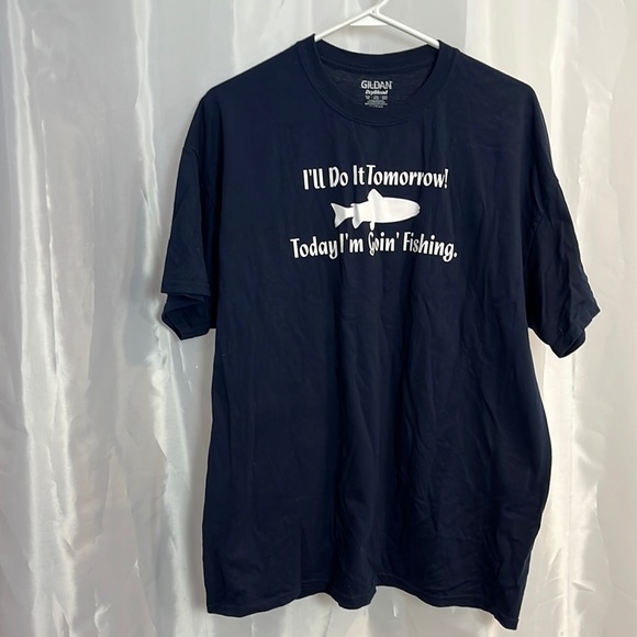 Gildan Other - Men’s “Fishing” Navy Blue Tee.  2050